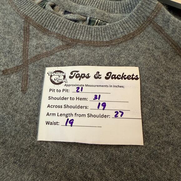 Canterbury of New Zealand 100% Cashmere Sweater Gray Suede Elbow Patches Size L - Picture 5 of 5